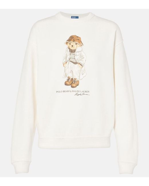 Polo Ralph Lauren White Polo Bear Cotton-Blend Jersey Sweatshirt