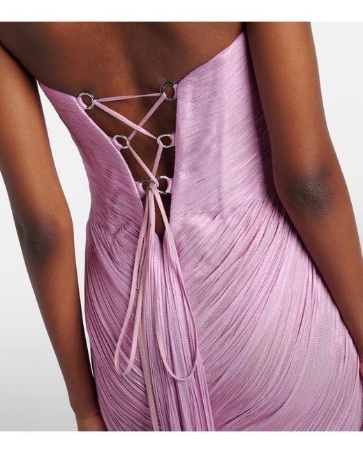 Maria Lucia Hohan Purple Stephanie Silk Tulle Bustier Gown