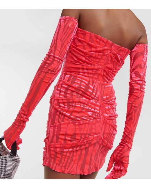 Alex Perry Red Colter Ruched Minidress