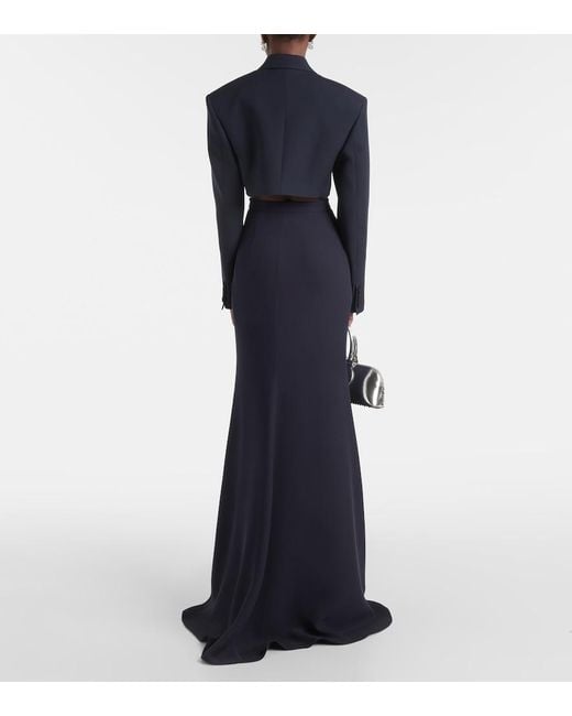 Valentino Blue Giacca Crepe Couture Cropped Blazer