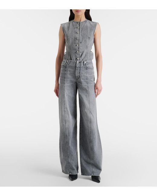 Sportmax Gray Carezza Wide-Leg Jeans