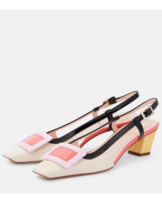 Roger Vivier Pink Belle Vivier 45 Patent Leather Slingback Pumps