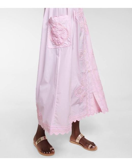 Juliet Dunn Pink Self-Tie Cotton Poplin Midi Dress