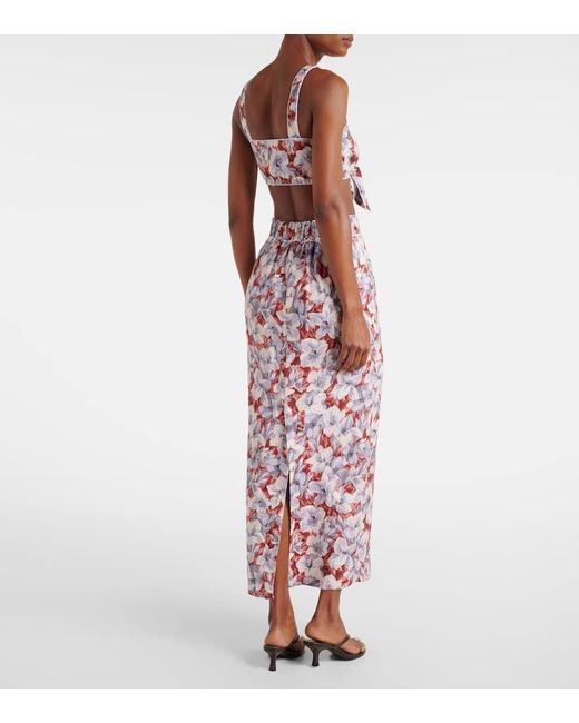 Posse Pink Luna Floral Linen Crop Top