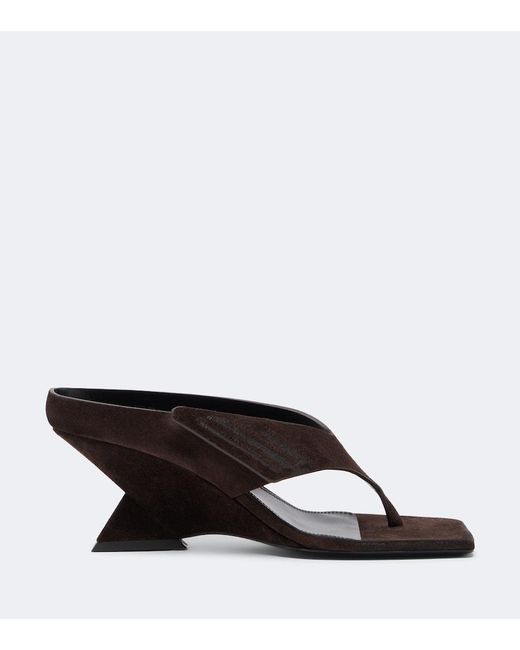 The Attico Black Cheope Suede Thong Sandals
