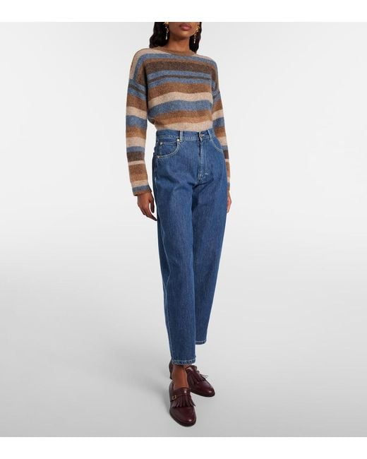 Max Mara Blue Masia High-Rise Barrel-Leg Jeans
