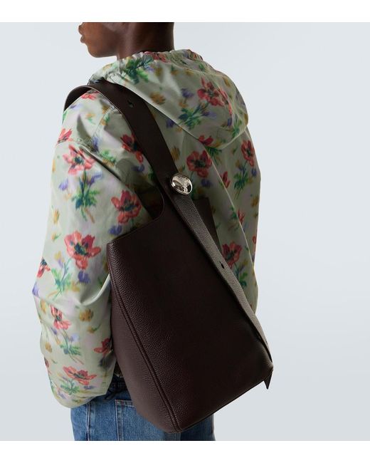 Loewe White Pebble Large Leather Bucket Bag for men