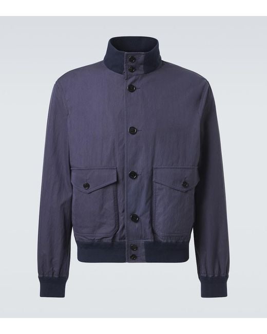 Dunhill Blue Cotton-Blend Twill Bomber Jacket for men
