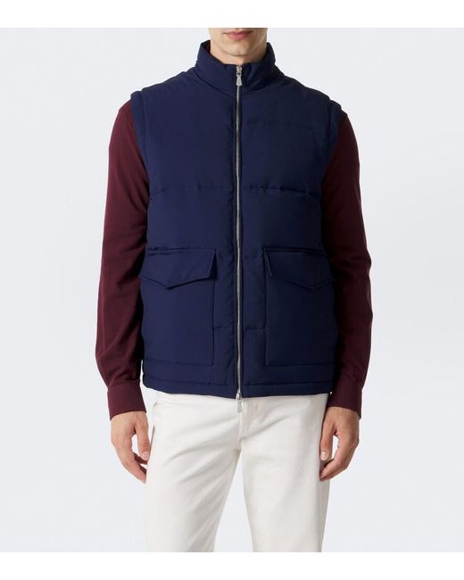 Eleventy Blue Wool-Blend Down Jacket for men