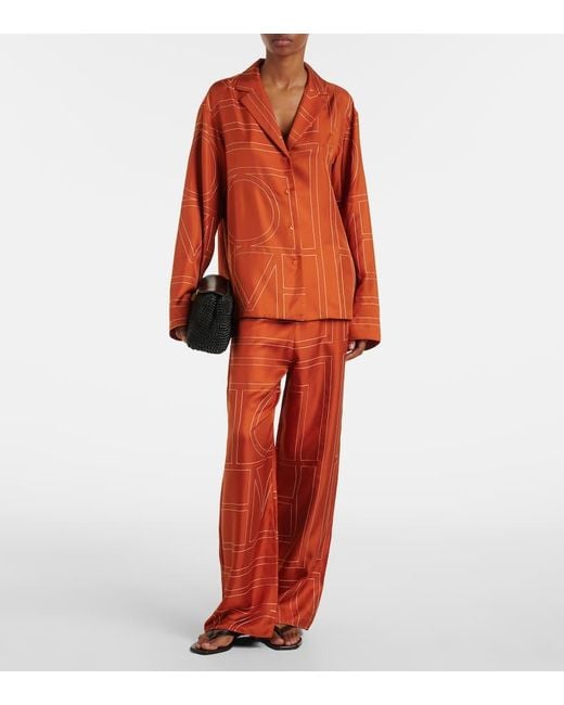 Totême  Orange Pyjama-Hose Aus Seiden-Twill