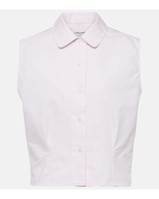 Thom Browne White Sleeveless Cotton Shirt