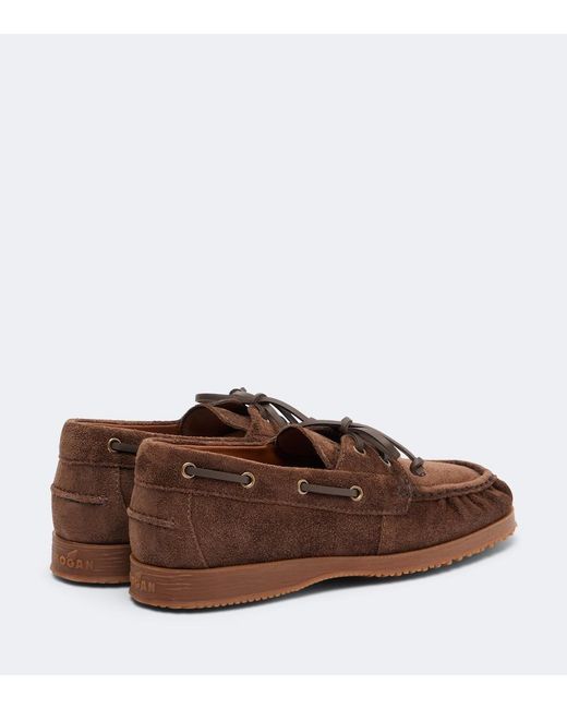 Hogan Brown Suede Boat Shoes