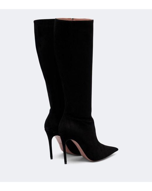 Paris Texas Black Vera Suede Knee-High Boots