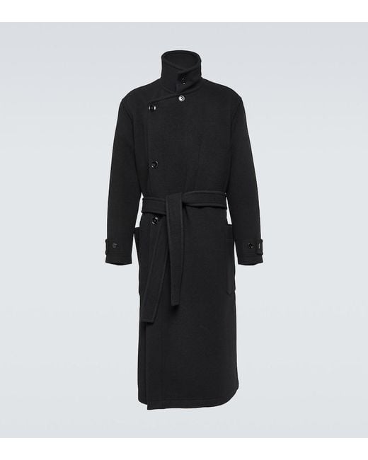 Lemaire Black Double-Sided Wool Coat for men