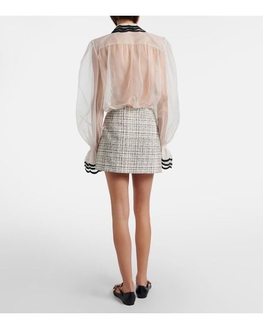 Valentino Natural Cotton-Blend Tweed Miniskirt