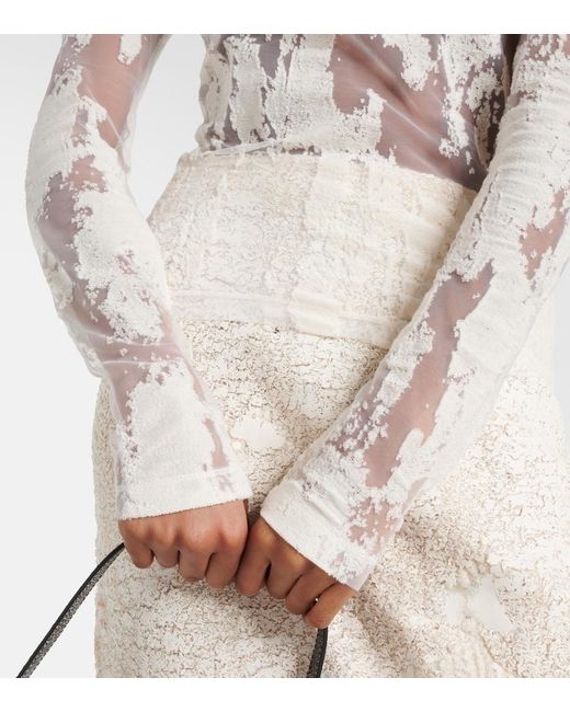 Acne White Cotton-Blend Turtleneck Top