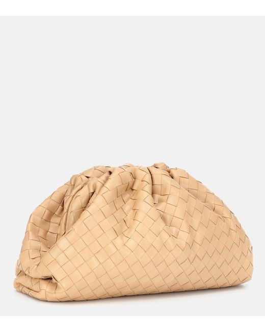 Bottega Veneta Natural Pouch Intrecciato Leather Clutch