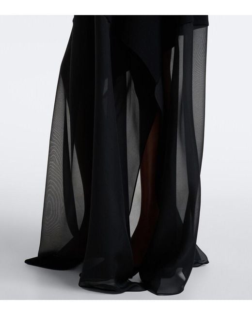 Sportmax Black Turtleneck Tiered Maxi Dress