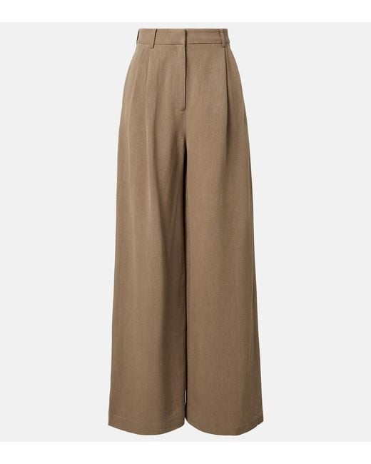 Frankie Shop Natural Marfa Pleated Wide-Leg Pants