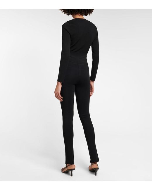 Victoria Beckham Black Body High-Rise Split-Cuff Leggings