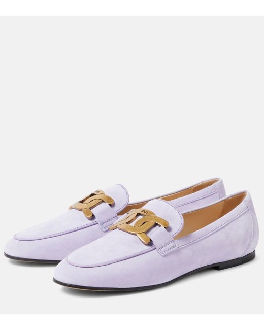 Tod's White Kate Suede Loafers