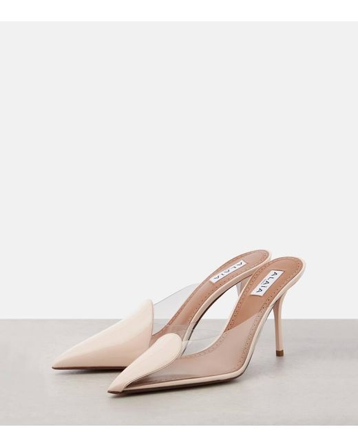 Alaïa Natural Patent Coeur Abstract Mules 90