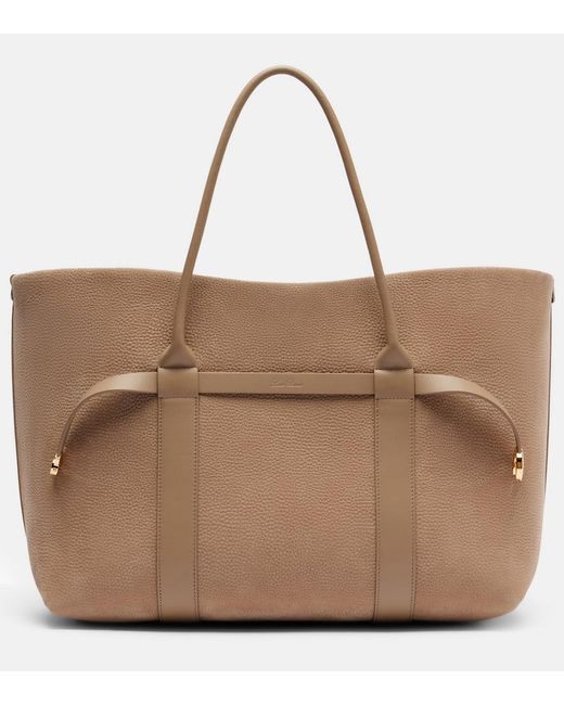 Loro Piana Natural Ghiera Large Leather Tote Bag