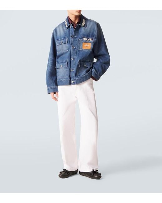 Simone Rocha Blue Embellished Denim Jacket for men