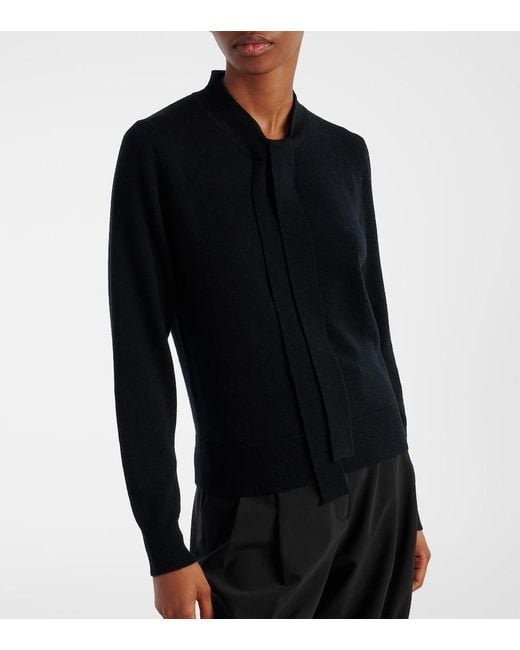 Jardin Des Orangers Blue Tie-Neck Wool And Cashmere Sweater