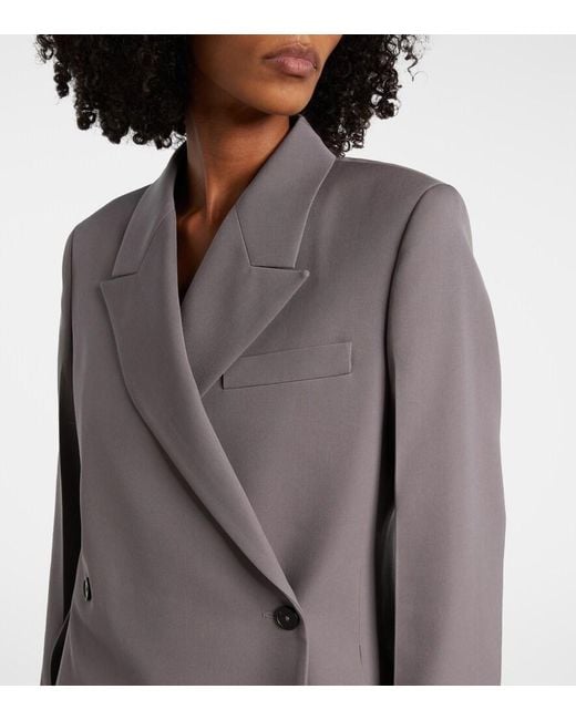 Jil Sander Blue Double-Breasted Wool Gabardine Blazer