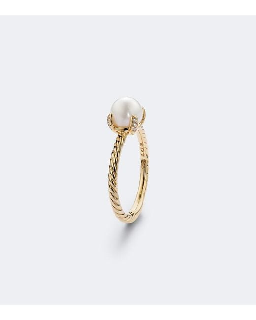 David Yurman White Pearl Classics 18Kt Ring With Freshwater Pearl And Diamonds