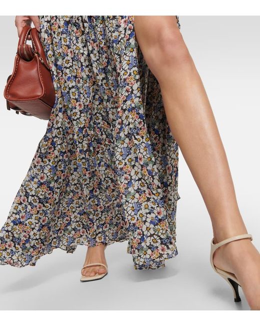 Veronica Beard Gray Floral Silk Maxi Dress