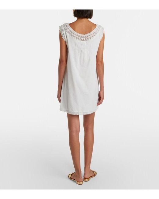 Posse White Danielle Lace-Trimmed Cotton Minidress