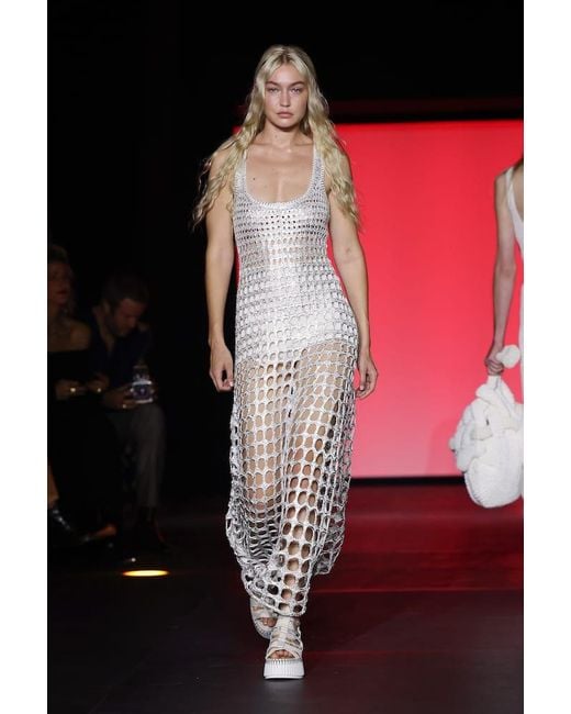 Chloé White Crochet Silk Maxi Dress