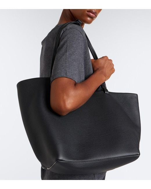 The Row Black Park Tote Three Leather Shopper