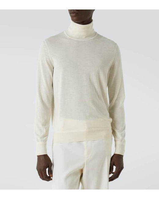 Tom Ford Rollkragenpullover Aus Kaschmir Und Seide in White für Herren