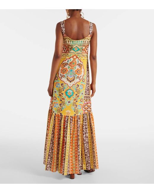 Etro Metallic Printed Cotton Maxi Dress