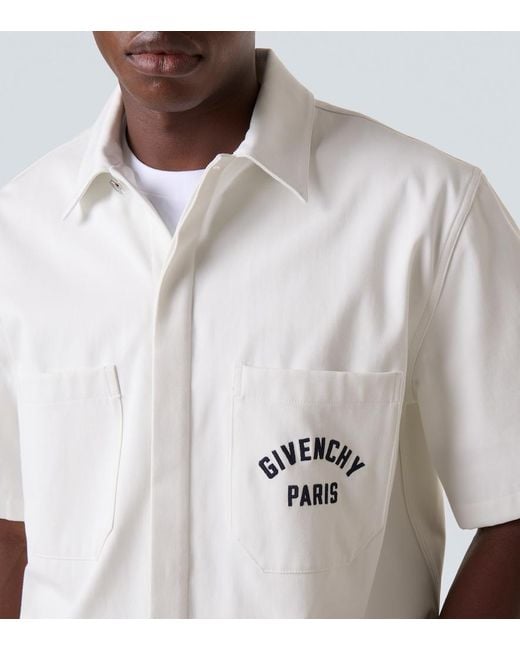Givenchy White Paris Signature Embroidered Short-Sleeved Shirt for men