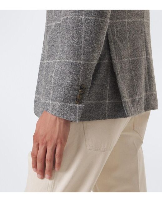Lardini Gray Checked Alpaca And Wool-Blend Blazer for men