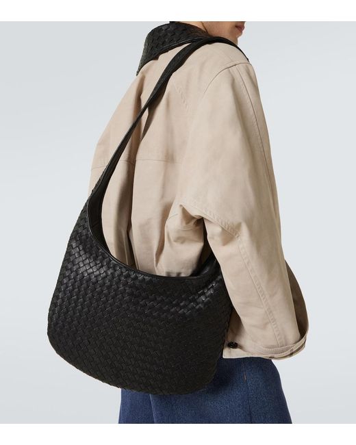 Bottega Veneta Black Veneto Intrecciato Leather Messenger Bag for men