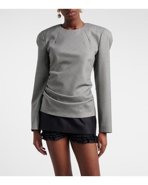 Magda Butrym Gray Draped Wool Blouse