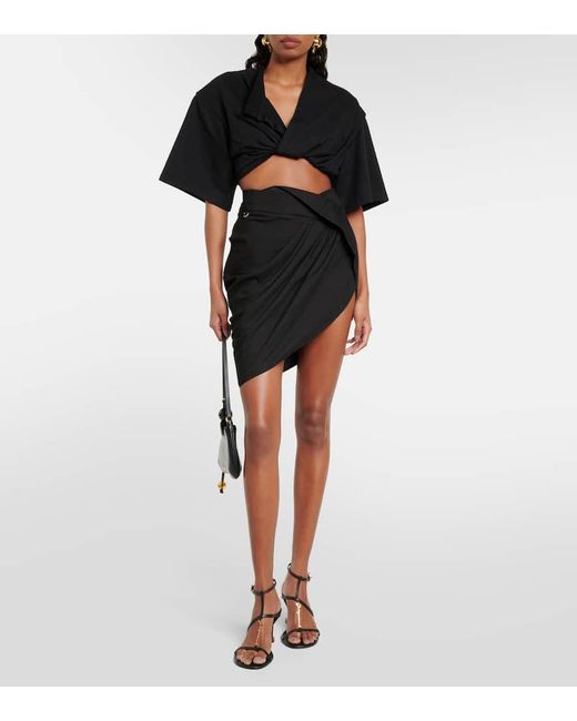 Jacquemus Black La Mini Jupe Saudade Draped Miniskirt