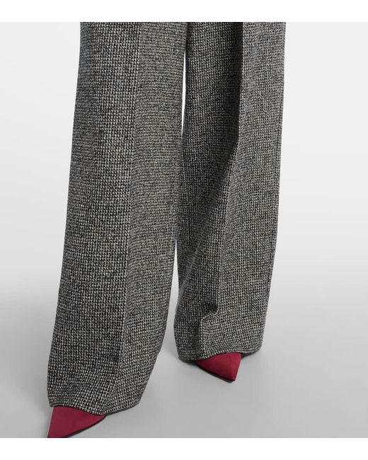 Dolce & Gabbana Gray Pleated Wool-Blend Wide-Leg Pants