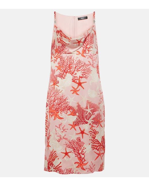 Versace Red Barocco Sea Camisole-Kleid Aus Seide