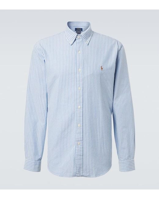 Polo Ralph Lauren Blue Striped Cotton Shirt for men