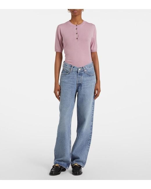 Agolde Blue V-Waist Baggy Straight Jeans