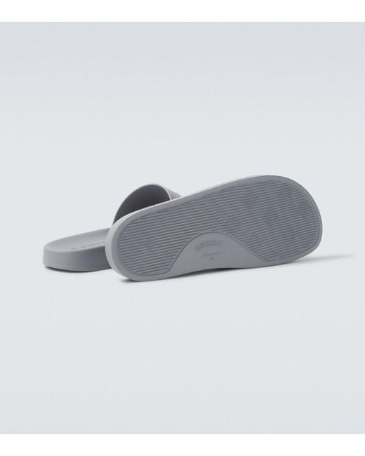 Burberry Gray Logo Slides for men