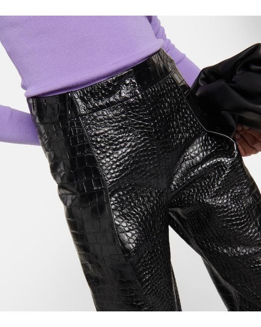 Victoria Beckham Black High-Rise Leather Leggings