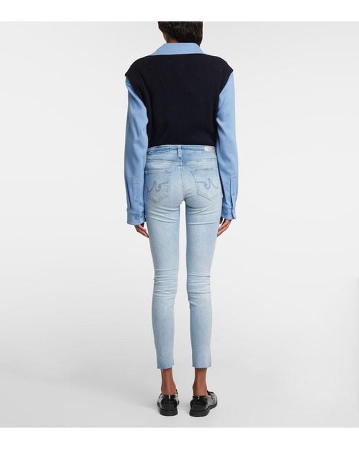 AG Jeans Blue Split Cuff Skinny Jeans