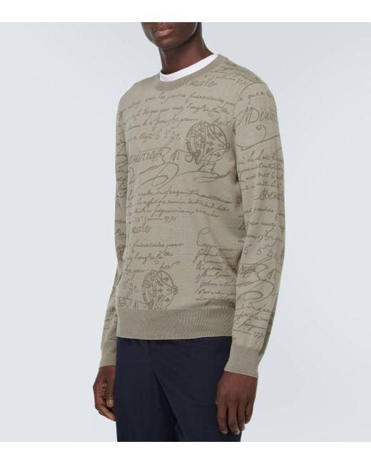 Berluti Gray Scritto Wool Sweater for men